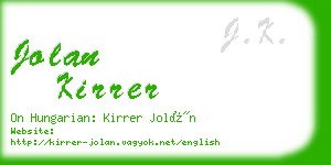 jolan kirrer business card